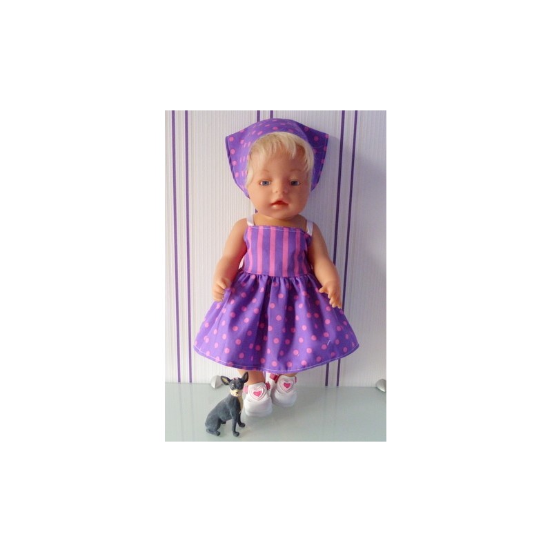zonnejurk lila roze gestreept baby born 43cm