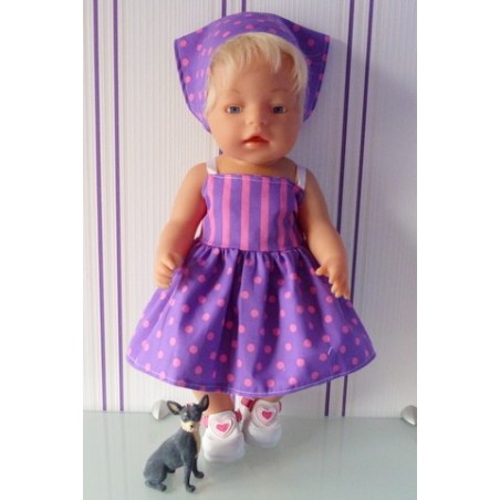 zonnejurk lila roze gestreept baby born 43cm