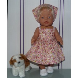 zonnejurk gebloemd roze baby born 43cm