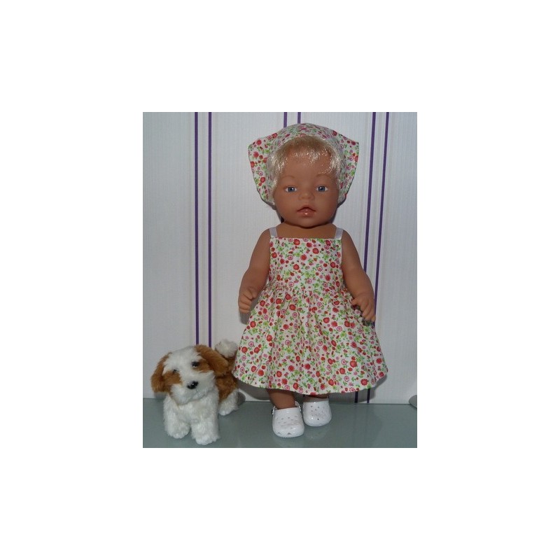 zonnejurk gebloemd oranje baby born 43cm