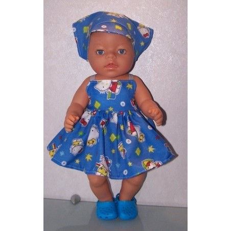 zonnejurk blauw hello kitty baby born 43cm
