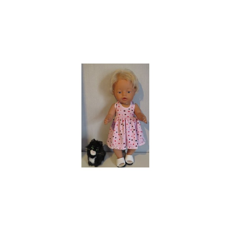 tricotjurk setje roze stippen baby born 43cm