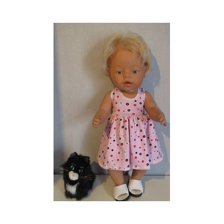 tricotjurk setje roze stippen baby born 43cm
