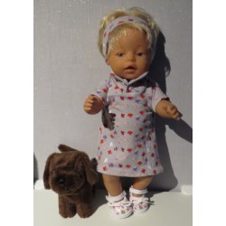 polojurk grijs met bloemen baby born 43cm