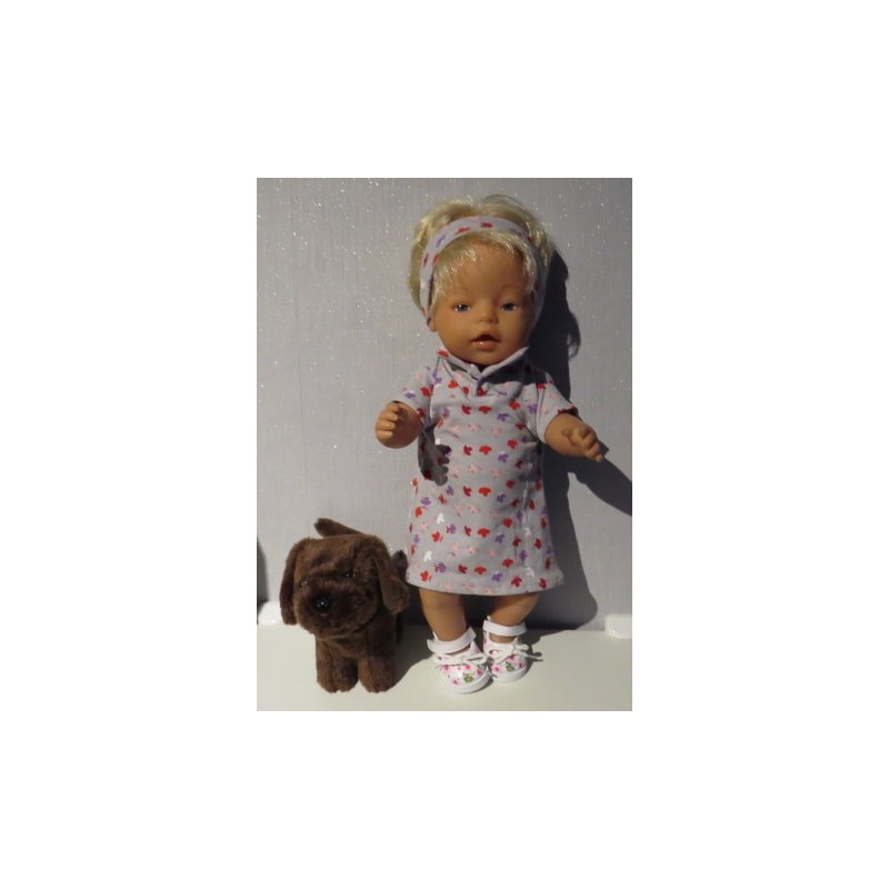 polojurk grijs met bloemen baby born 43cm