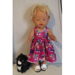 tricotjurk setje hard roze uilen baby born 43cm