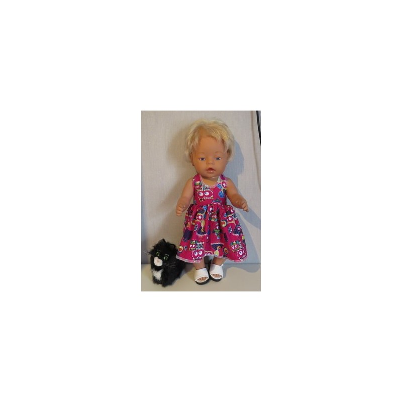 tricotjurk setje hard roze uilen baby born 43cm