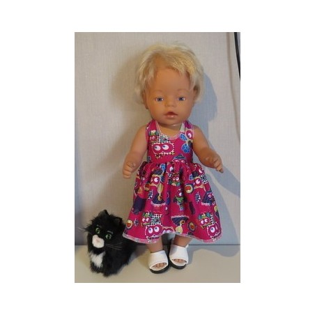 tricotjurk setje hard roze uilen baby born 43cm