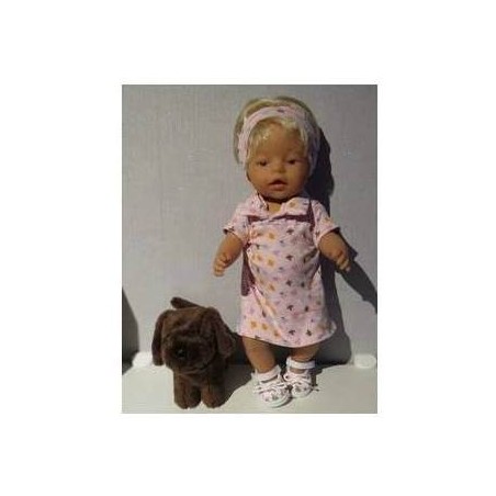 polojurk roze met bloemen baby born 43cm