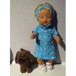 polojurk blauw met bloemen baby born 43cm