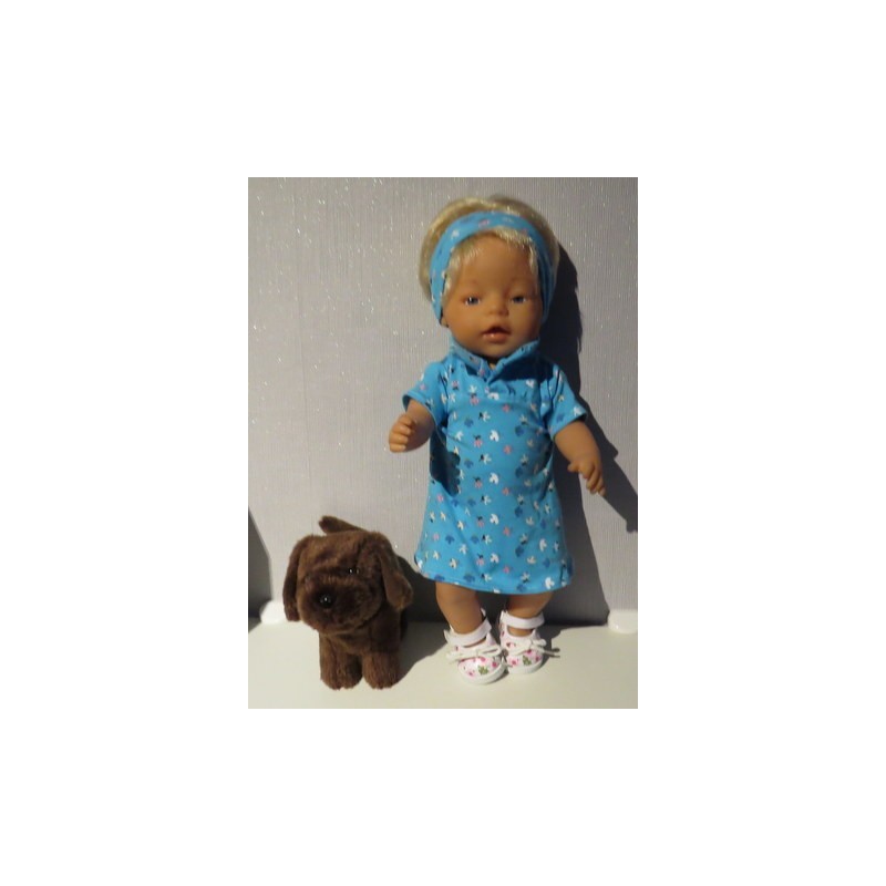 polojurk blauw met bloemen baby born 43cm