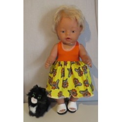 tricotjurk setje geel leeuwen met oranje baby born 43cm