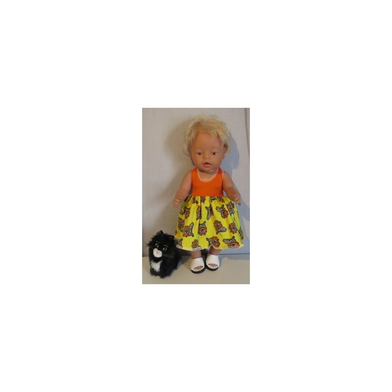 tricotjurk setje geel leeuwen met oranje baby born 43cm