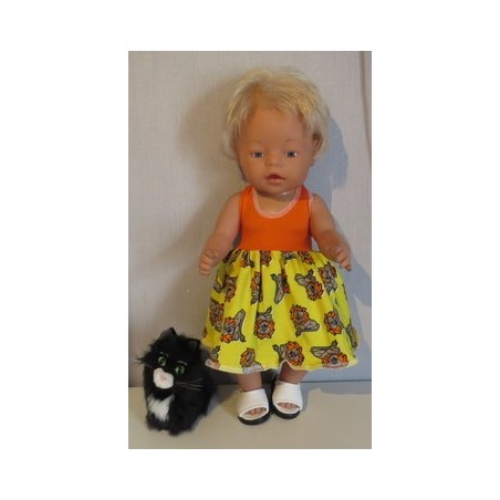 tricotjurk setje geel leeuwen met oranje baby born 43cm