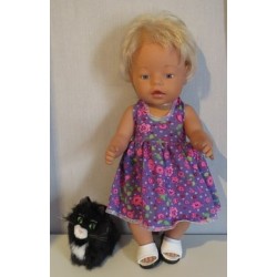 tricotjurk setje lila met bloemen baby born 43cm