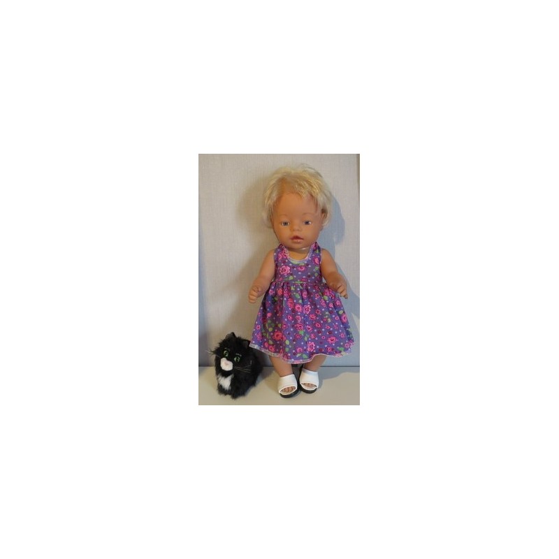 tricotjurk setje lila met bloemen baby born 43cm