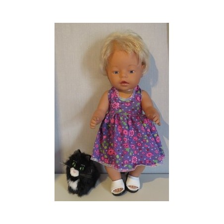 tricotjurk setje lila met bloemen baby born 43cm