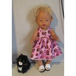 tricotjurk setje roze leger print uilen baby born 43cm