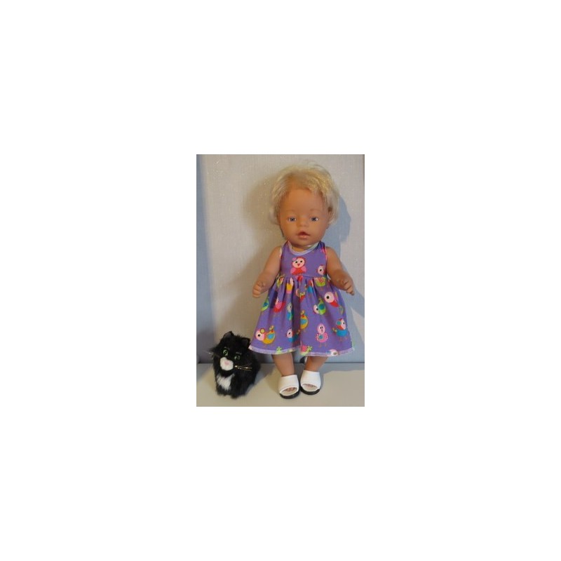 tricotjurk setje lila vogels baby born 43cm