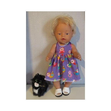 tricotjurk setje lila vogels baby born 43cm