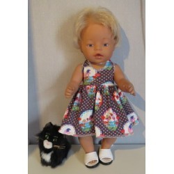 tricotjurk setje grijs vogels en stippen baby born 43cm