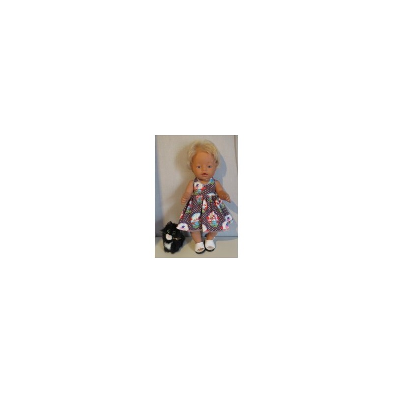tricotjurk setje grijs vogels en stippen baby born 43cm
