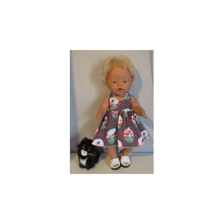tricotjurk setje grijs vogels en stippen baby born 43cm
