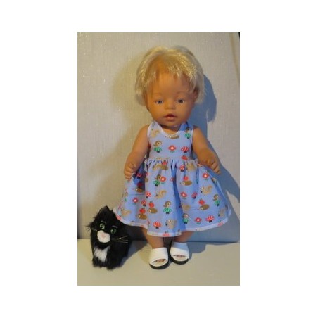 tricotjurk setje blauw eekhoorns baby born 43cm