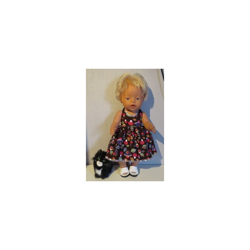 tricotjurk setje donker bruin paddestoelen baby born 43cm