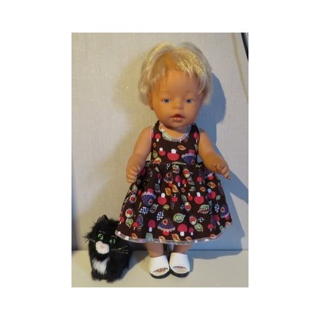 tricotjurk setje donker bruin paddestoelen baby born 43cm