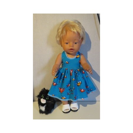 tricotjurk setje blauw mussen baby born 43cm