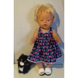 tricotjurk setje donker blauw vogels baby born 43cm