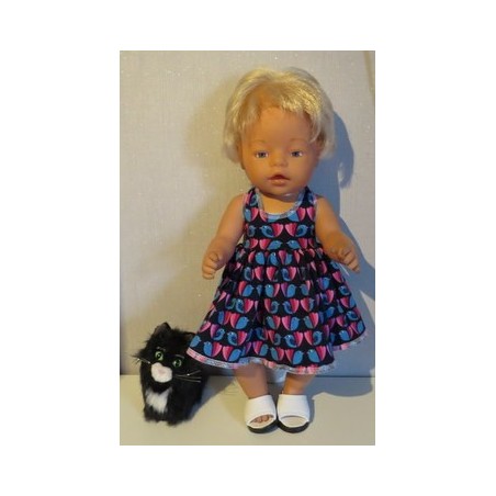 tricotjurk setje donker blauw vogels baby born 43cm