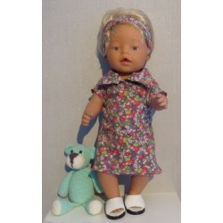 polojurk grijs gebloemd baby born 43cm