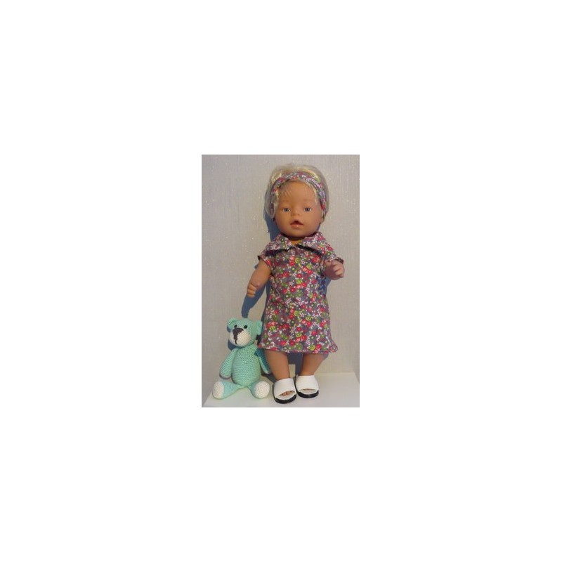 polojurk grijs gebloemd baby born 43cm
