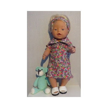 polojurk grijs gebloemd baby born 43cm