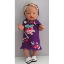 polojurk paars bloemen baby born 43cm
