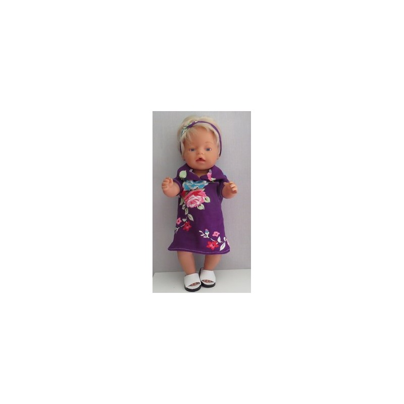 polojurk paars bloemen baby born 43cm