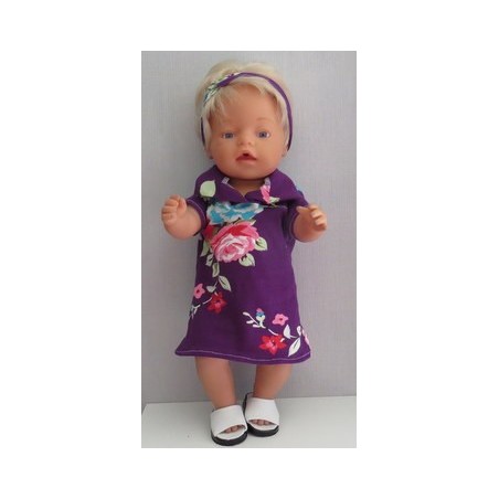 polojurk paars bloemen baby born 43cm