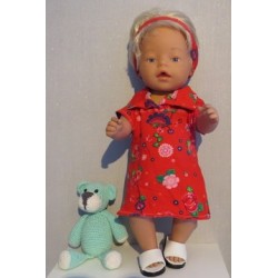 polojurk rood bloemen baby born 43cm