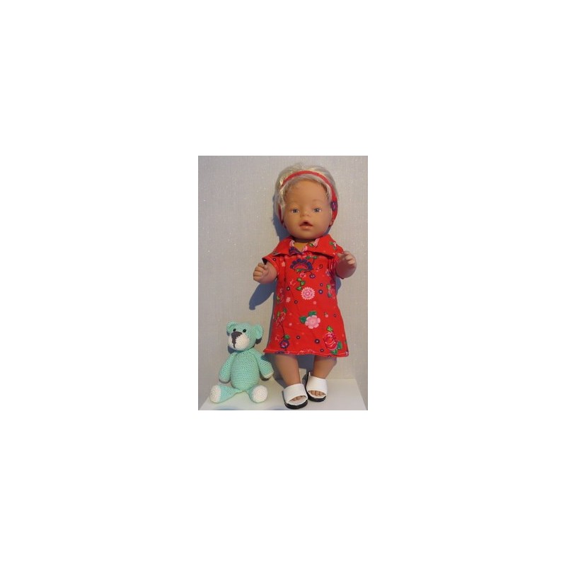 polojurk rood bloemen baby born 43cm