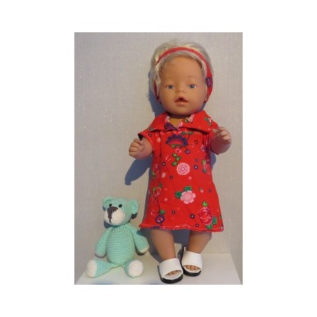 polojurk rood bloemen baby born 43cm