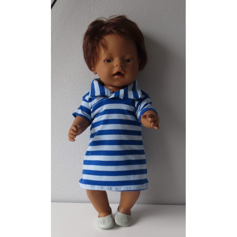 polojurk blauw blauw gestreept baby born 43cm