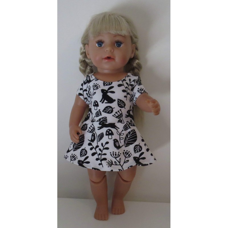 sportievejurk zwart konijnen baby born 43cm