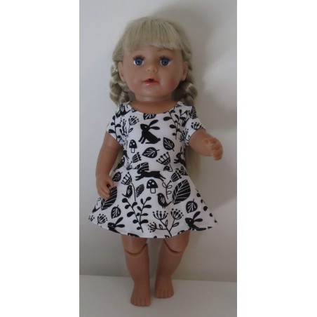 sportievejurk zwart konijnen baby born 43cm