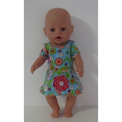sportievejurk blauw bloemen baby born 43cm