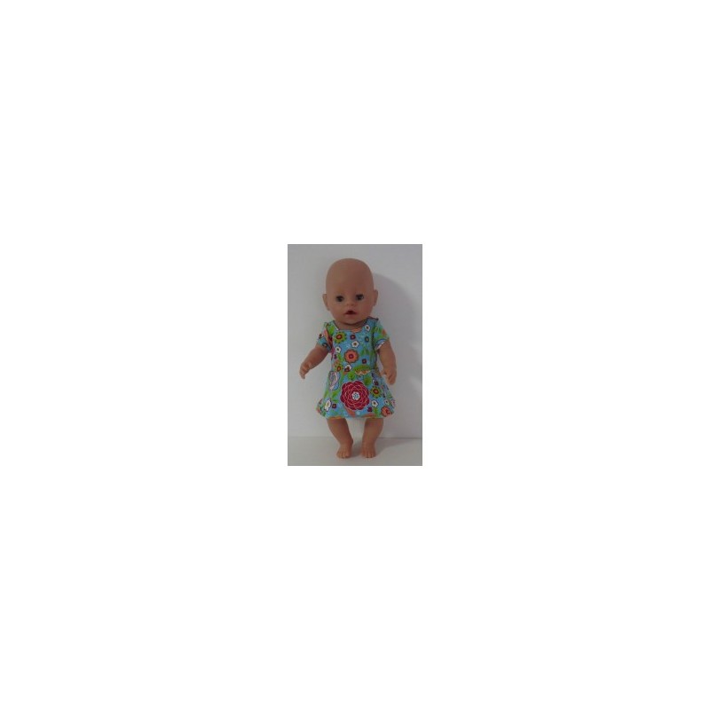 sportievejurk blauw bloemen baby born 43cm