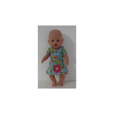 sportievejurk blauw bloemen baby born 43cm