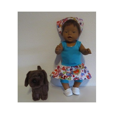 trendyjurk setje wit vlinders en bloemen  baby born 43cm