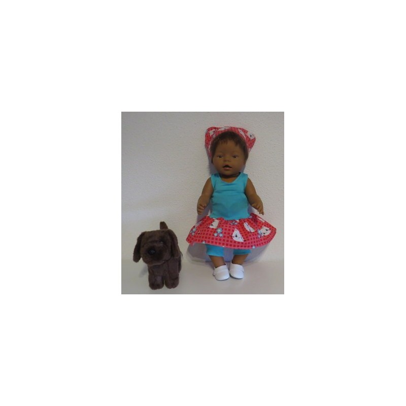 trendyjurk setje roze kat  baby born 43cm